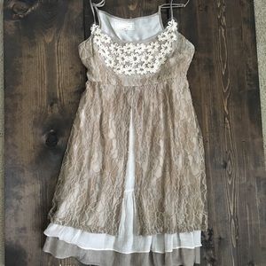 Modcloth Flowered Beige Sundress